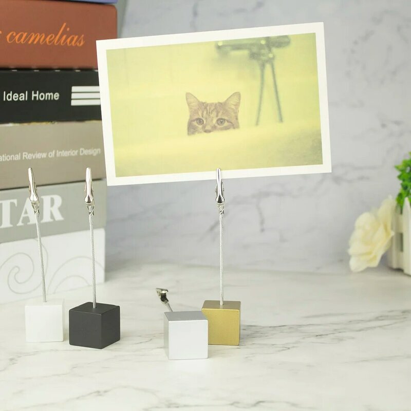 Color Cube Stand Alligator Wire Photo Clip,Memo Card Holder,Table Wedding Party Place Favor,Customized Gift Note Clamp