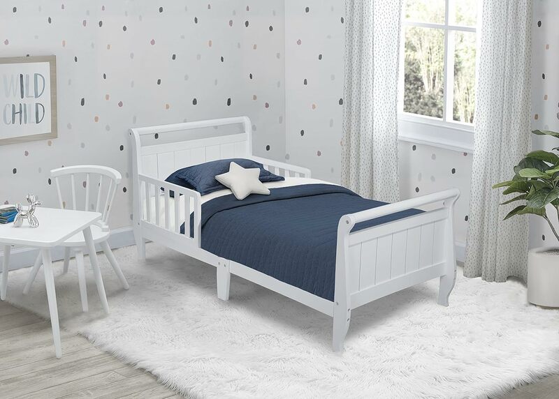 Traîneau de lit en bois blanc pour tout-petits, CPull