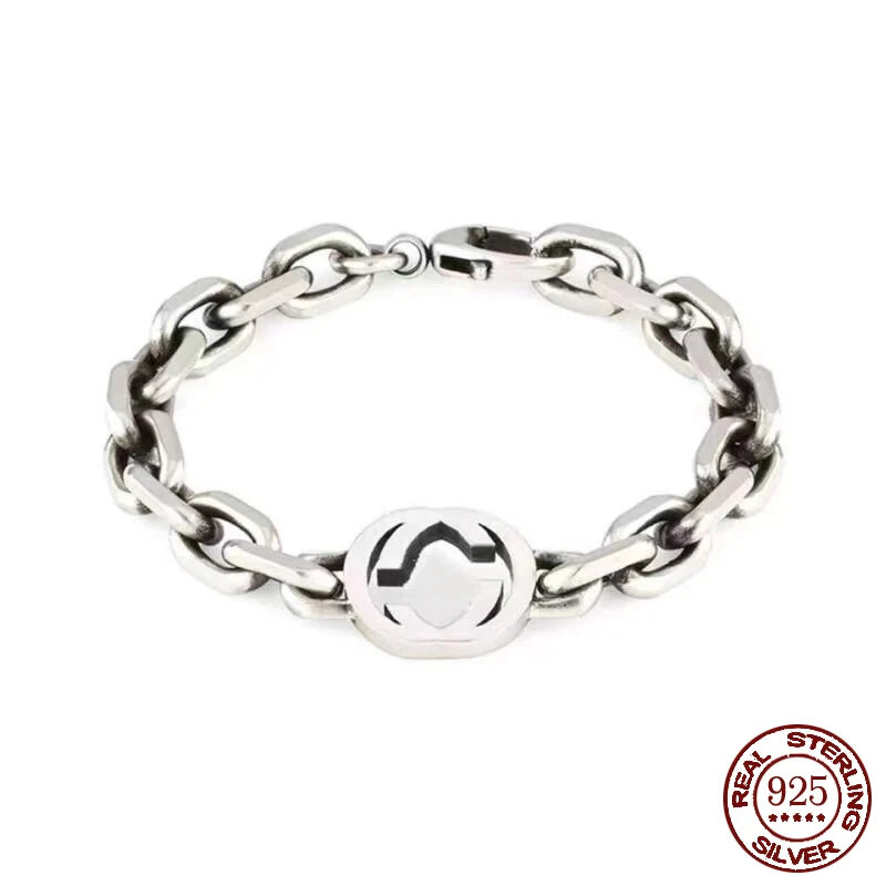 Классический браслет из серебра 925 пробы в стиле ретро, подарок для мужчин и женщин