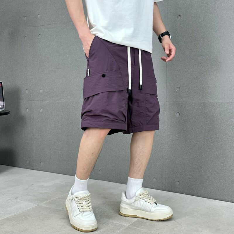 Pantalones deportivos transpirables para hombre, pantalón holgado informal de secado rápido con Bolsillo grande, novedad de verano