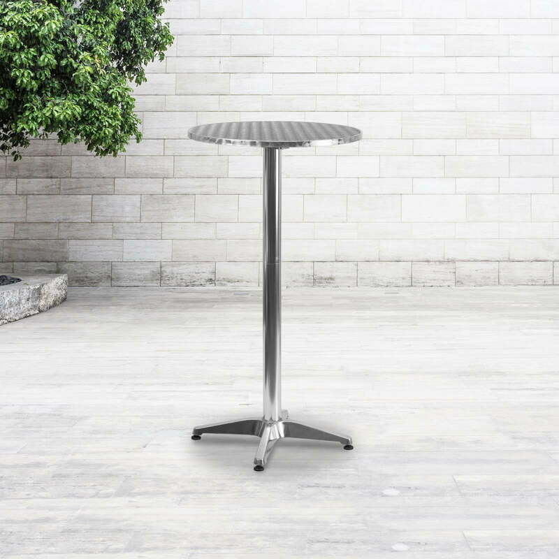 Mesa redonda de aluminio de 23,25 pulgadas para interiores y exteriores, mesa de altura con mesa abatible