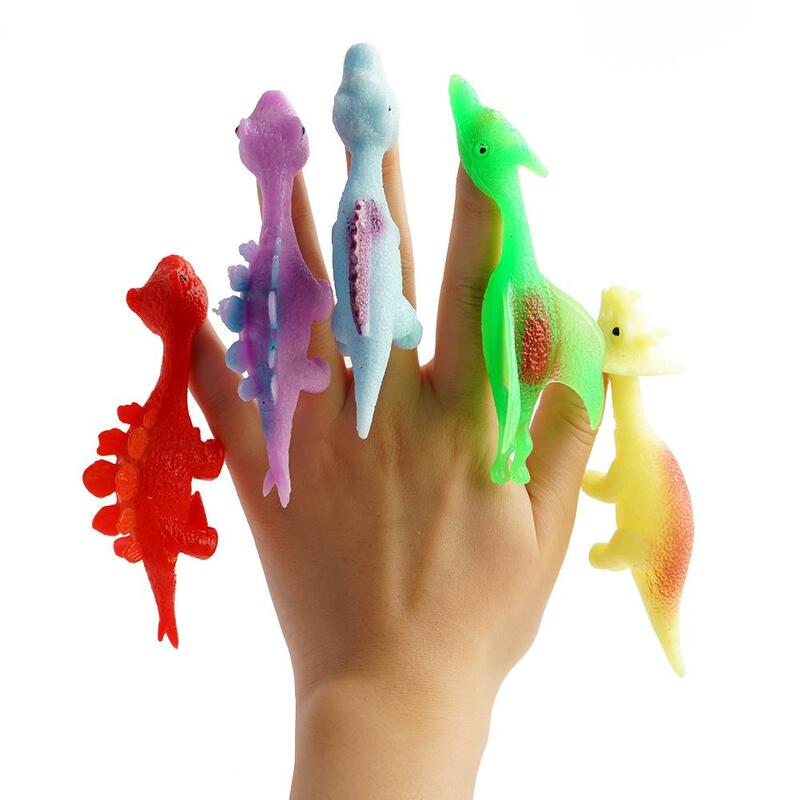 25 buah warna acak kreatif jari katapel dinosaurus mainan dinding lengket ventilasi penghilang stres mainan dinosaurus ketapel