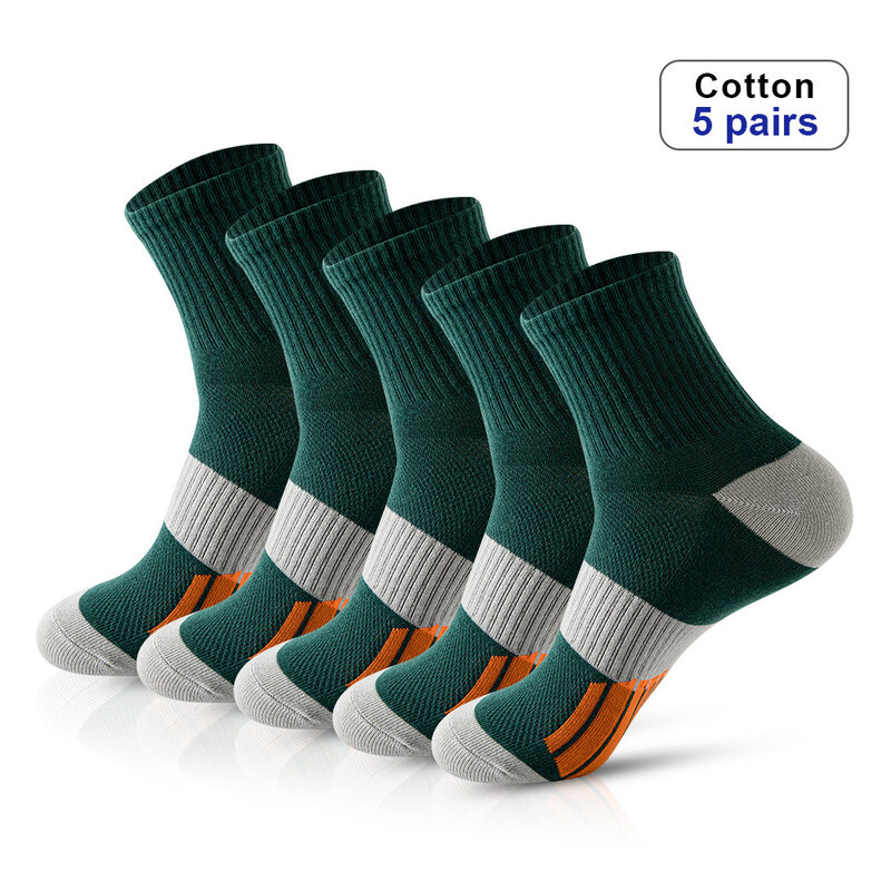 5 Pairs Men's Basketball Socks Sweat-Absorbent Odor-Resistant Professional Running Socks Cotton Europa League Soccer Socks