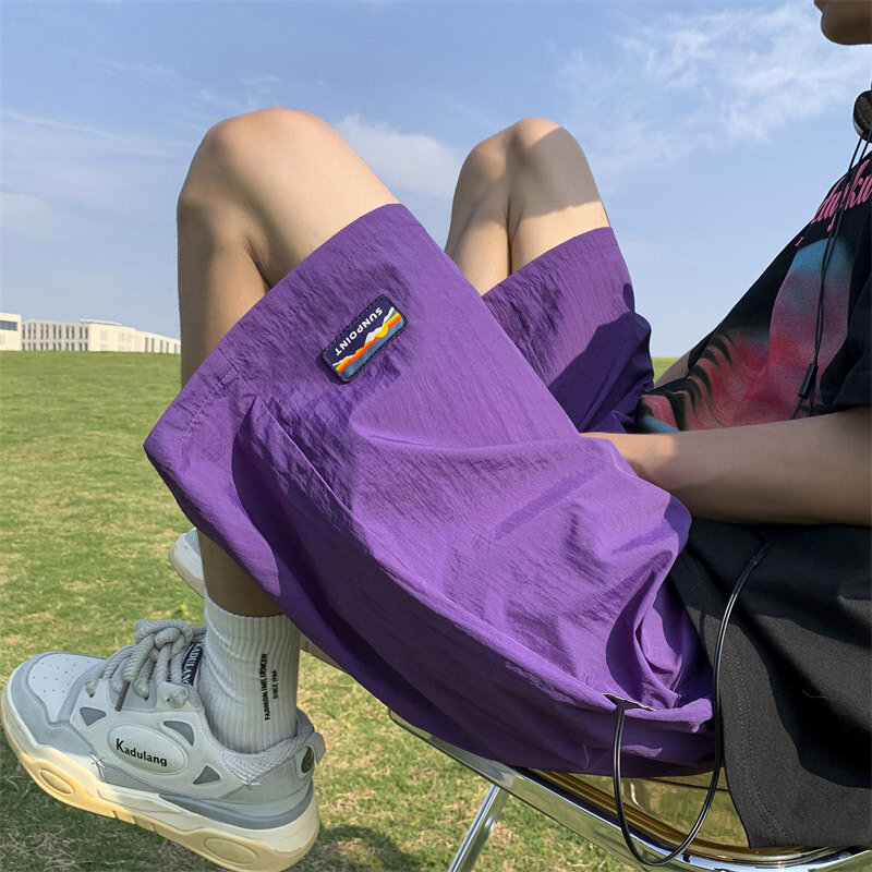 Celana pendek pantai olahraga kasual ungu