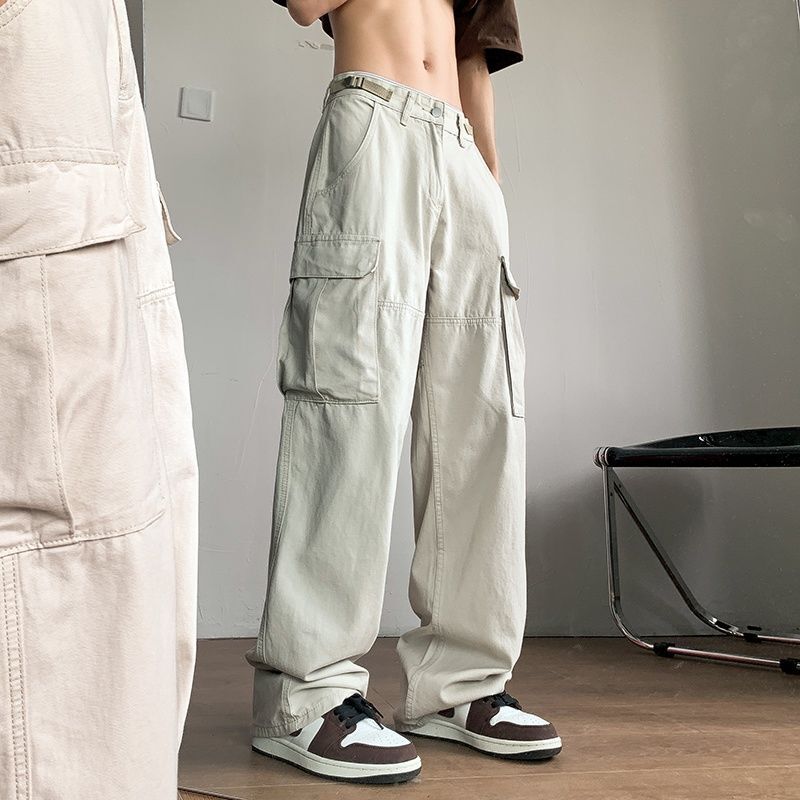 Pantalones cargo con bolsillos para mujer, pantalón de chándal retro, holgado, de pierna ancha, estilo hip hop, informal, para verano
