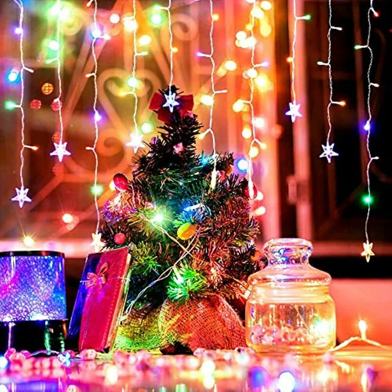 Рождественские декоративные уличные гирлянды, 20 м, 864 светодиодов, уличные гирлянды, сосульки, уличная Водонепроницаемая гирсветильник-занавеска