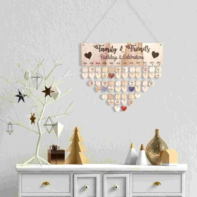 Kalender ulang tahun keluarga papan gantung kayu pengingat dinding plakat Diy kayu Pribadi Hadiah tanggal mengingatkan dekorasi rumah tag