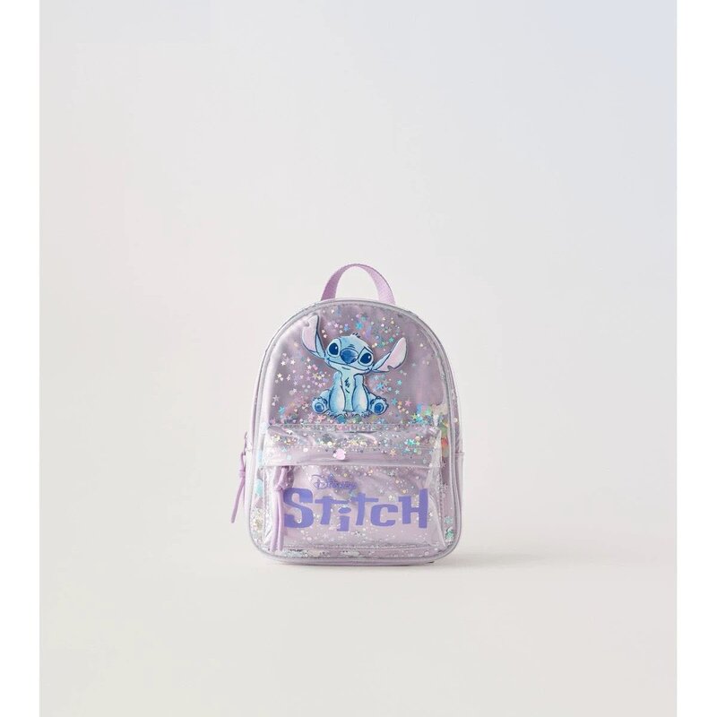 Disney-mochila de plástico para niño y niña, morral de dibujos animados de mickey mouse, Stitch press, novedad de primavera