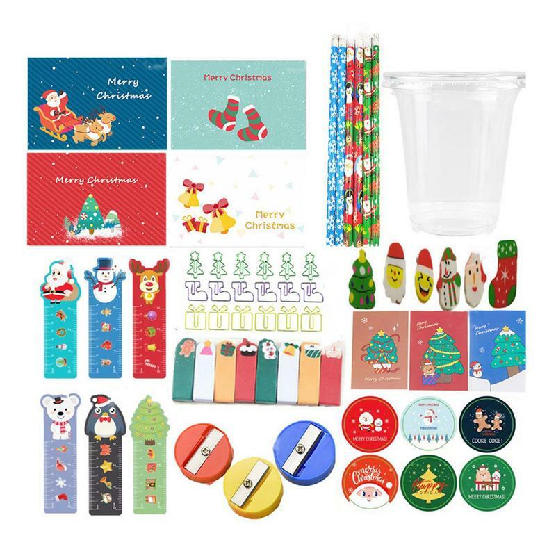 Рождественские канцелярские товары, Детские канцелярские товары, Подарочная коробка, набор из нескольких цветов, канцелярские принадлежности для призов детского сада