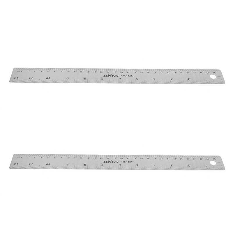 2 Pcs Cork Stainless Steel Ruler Woodworking Measuring Tool Straight Edges Rulers Wooden Precision