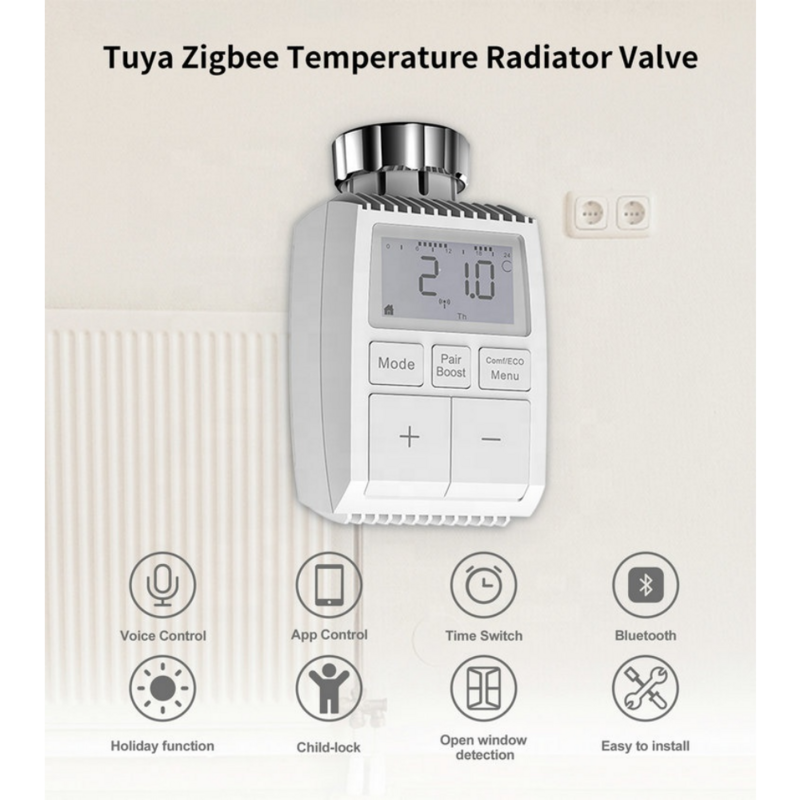 Najnowszy sterowany głosem TRV programowalny bezprzewodowy energooszczędny inteligentny TV01 podgrzewanie wody Tuya Smart Zigbee App zawór chłodnicy