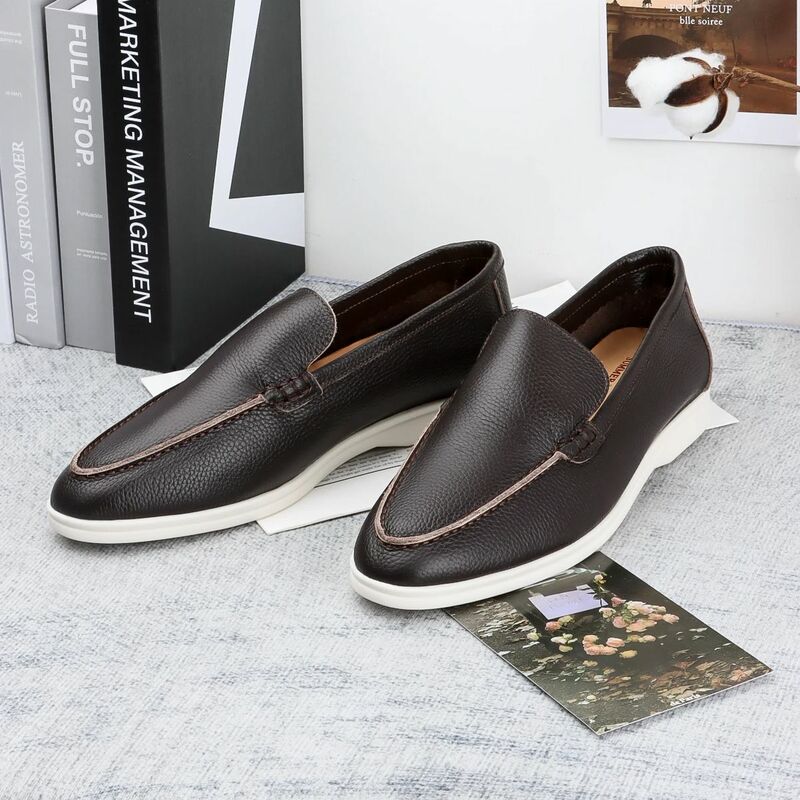 100% Cow Leather Men Loafers Shoes 2023 Spring Autumn Casual Moccasins Rubber Sole Women Flat Loafers Comfortable Men shoes