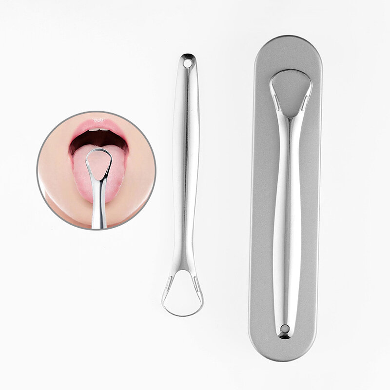 Aço inoxidável Tongue Revestimento Cleaner, Cleaner, Scraper, Limpeza, Oral Care Tool para remover o mau hálito
