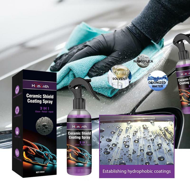Car Paint Repair Spray de revestimento cerâmico, Polonês hidrofóbico, Rápido Nano-revestimento Spray de cera, Limpador Hidrofóbico Automotivo, 3 em 1