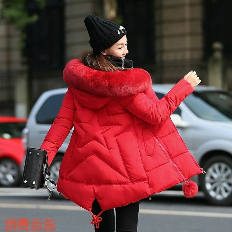 Casaco de algodão feminino, jaqueta de inverno tamanho grande, Parkas grossas, estilo médio, outwear sem gola de pele, sobretudo, novo, 2023