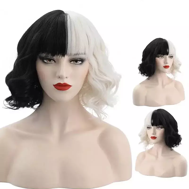 Evil Madame Cruella De Vil  Cosplay Wig  for Women Cosplay Accessories