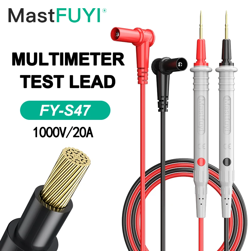 MASTFUYI 멀티미터 테스트 리드 범용 케이블, AC DC 1000V 20A 측정 프로브 펜, 멀티 계량기 테스터용 와이어 팁 와이어 펜