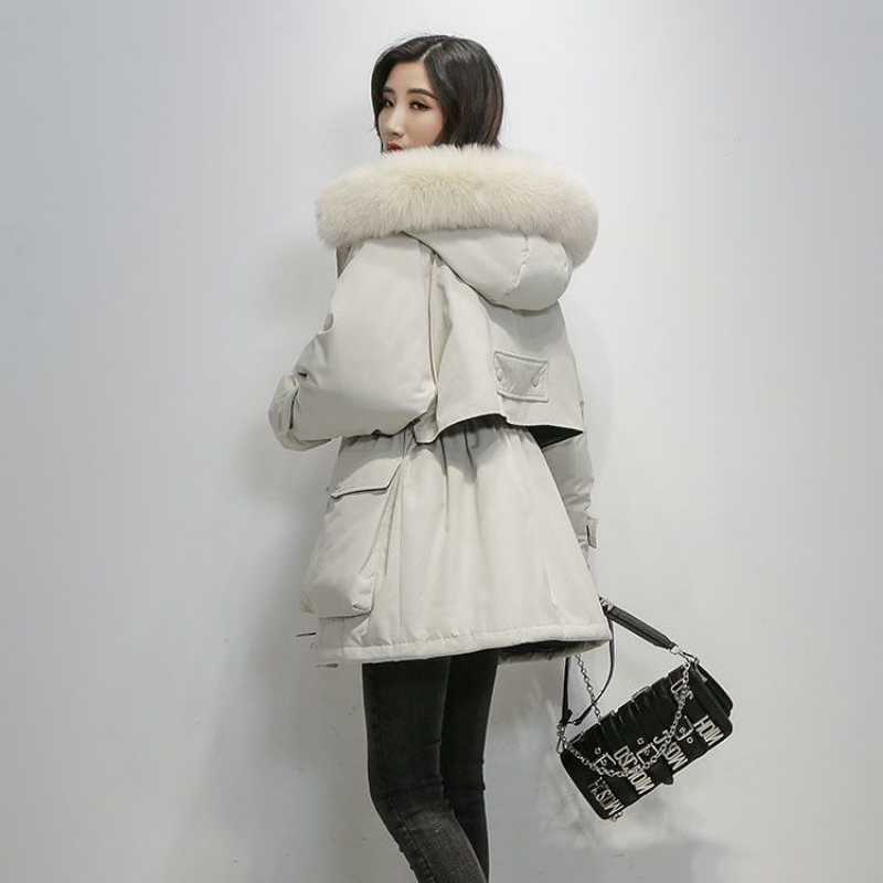Parker donna di media lunghezza versione coreana 2022 nuovo piumino da donna sciolto addensato grande collo di pelliccia piumino inverno vendita calda