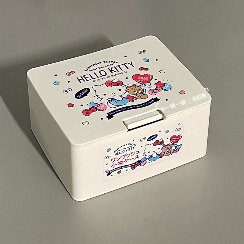 Sanrio Hello Kitty Kuromi My melody cartoon creativo one-touch coperchio aperto scatola per il trucco scatola per tampone di cotone cosmetici conservazione desktop