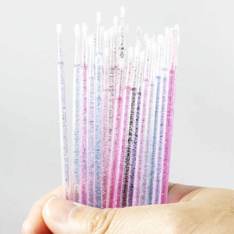 5/100 pces micro escovas de algodão cotonete extensão da pestana descartável olho lash cola escovas de limpeza aplicador varas ferramentas de maquiagem