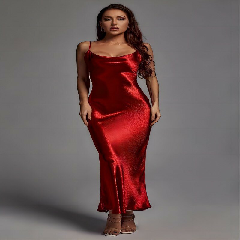 Women Sexy Long Evening Party Dress 2024 Spaghetti Strap Backless Formal Occasion Gown Chic Ladies Cocktail Evening Prom Dresses
