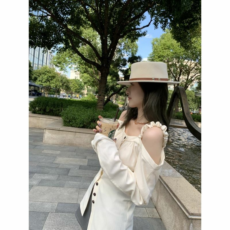 2022 Autumn New Light Luxury Fashion Shirts Women Sexy Fashion Long-sleeved Tops Women All-match Boutique Clothing Simple Style