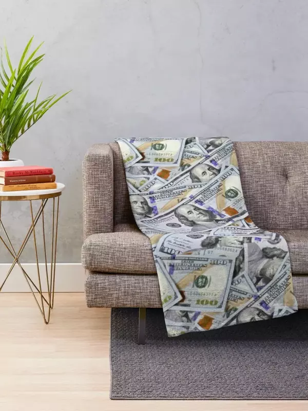 One Hundred Dollar Bills Throw Blanket Beach Retros Decorative Sofa Soft Plaid Blankets