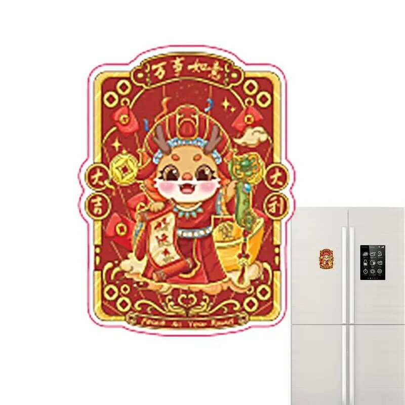 Pegatinas magnéticas de refrigerador, decoración de Año Nuevo Chino, dios de la riqueza, imanes de refrigerador, símbolo de riqueza, decoración de habitación