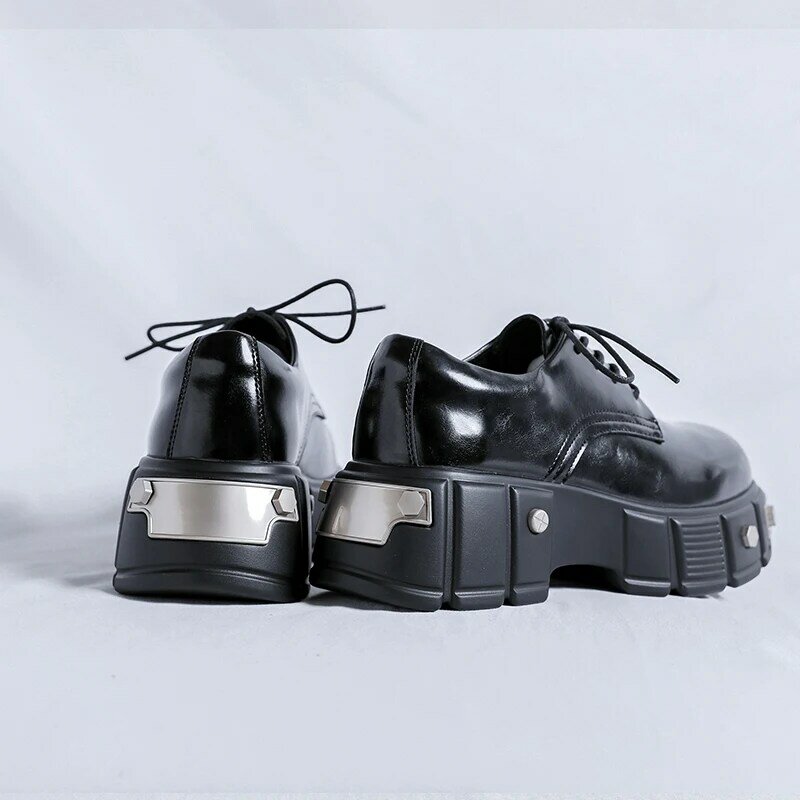 Zapatos Derby con punta cuadrada para hombre, calzado de cuero genuino de alta gama, con cordones, diseño de lujo, estilo informal, 2024