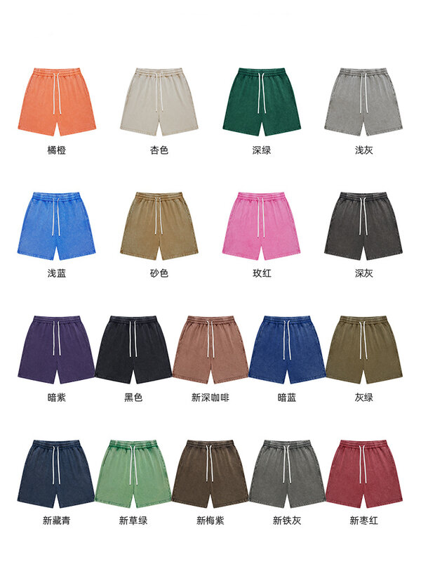ZODF Trendy Batik Washed 420gsm pantaloncini di cotone per uomo Retro Unisex Basic Heavy Weight Loose Solid Shorts Bottoms di marca HY0855