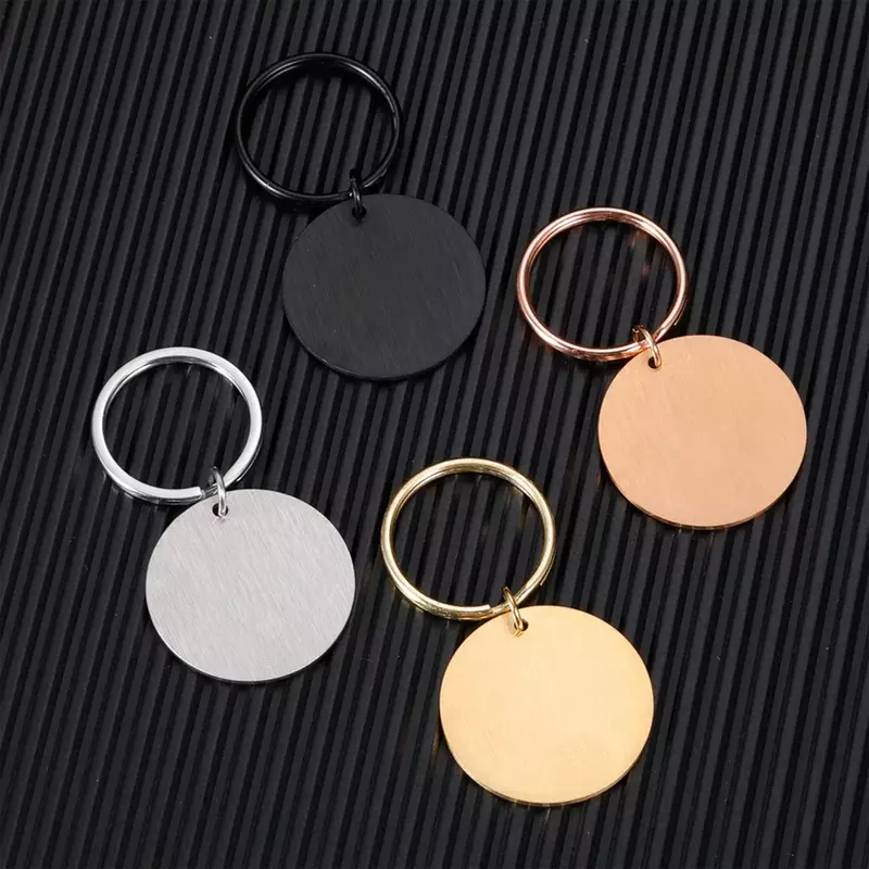 10pcs Wholesale Stainless Steel Blank Dog Tag Round Pet ID Tags Anti-Lost Keychain Pendant DIY Jewelry Making Dropshipping