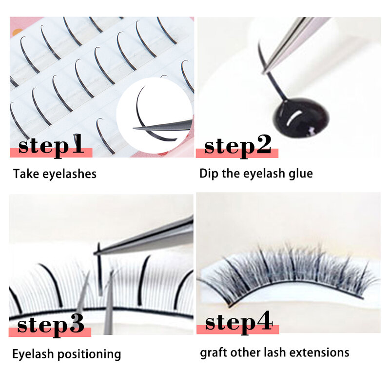 Yelix A/M Shape Professional Makeup Individual Lashes Cluster Spikes Lash Wispy strands eyelash Natural Fluffy False Eyelashes