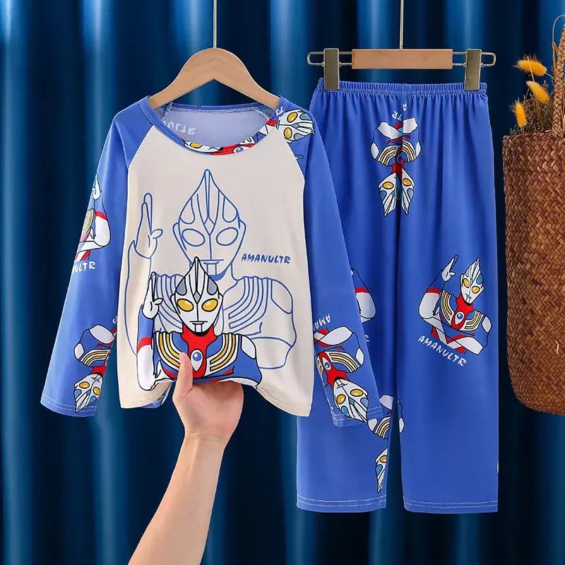 Stitch piyama Mickey set, pakaian tidur anak perempuan remaja musim semi musim gugur baju tidur anak-anak pakaian rumah Natal Loungewear