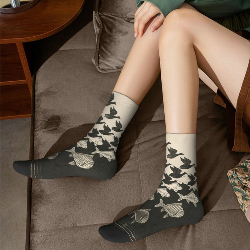 Escher Sky And Water Socks Male Mens Women Summer Stockings Polyester