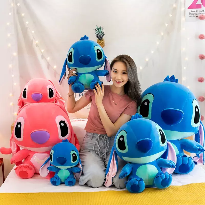 60cm Giant Disney Lilo & Stitch Couple Models Cartoon Stuffed Plush Anime Plushs Baby Toys Pendant Toy Kawaii Kids Birthday Gift