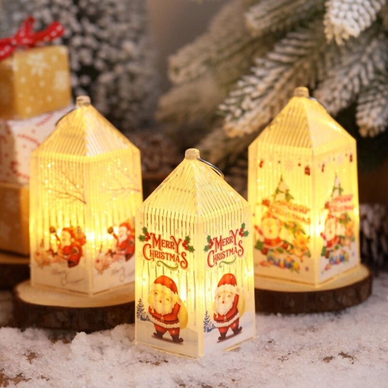 Santa Claus Snowman Light Hanging Wind Lamp for Christmas Holiday Party