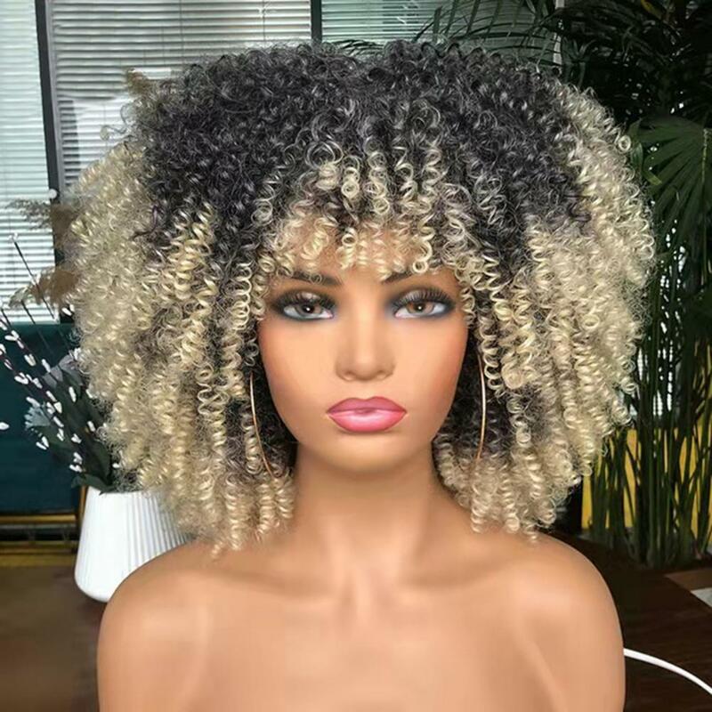 Peruca encaracolado glueless africana do cabelo humano para mulheres, onda natural, preto, extensões brasileiras