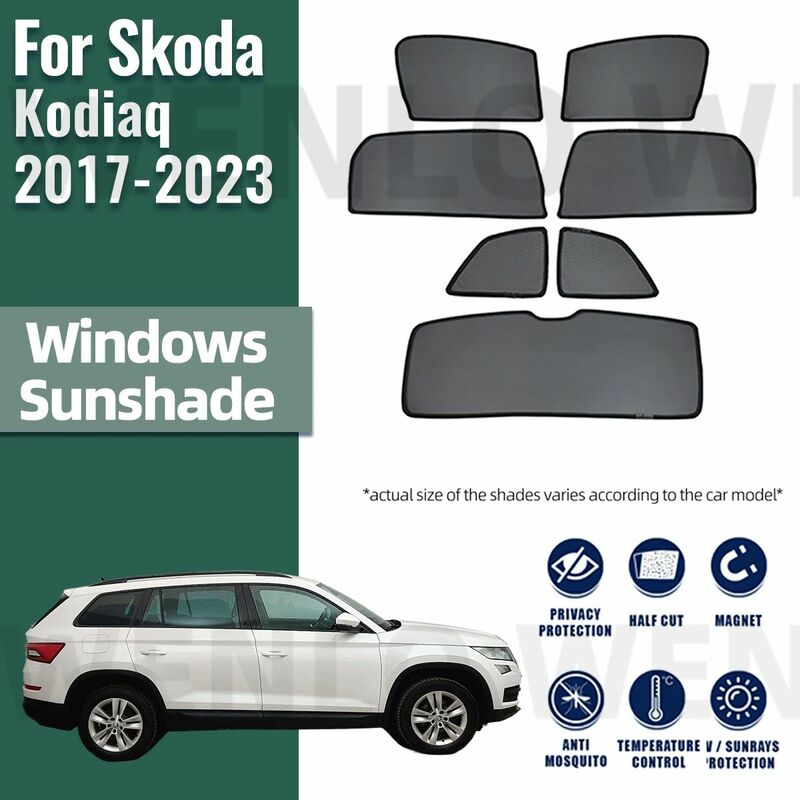 Voor Skoda Kodiaq Ns7 2017-2023 Auto Zijraam Zonnescherm Voorruit Magnetische Zonwering Zonnescherm Parasol Kinderen Gordijnen