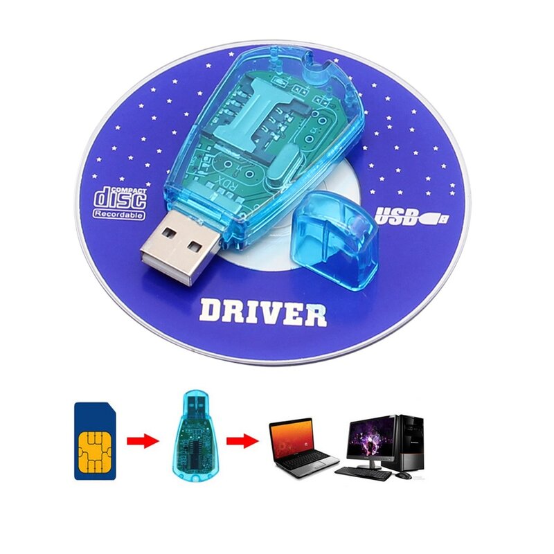 1PCS Portable Reader USB SIM Card Reader Simcard Writer/Copy/Cloner/Backup GSM CDMA WCDMA Cellphone DOM668 Blue