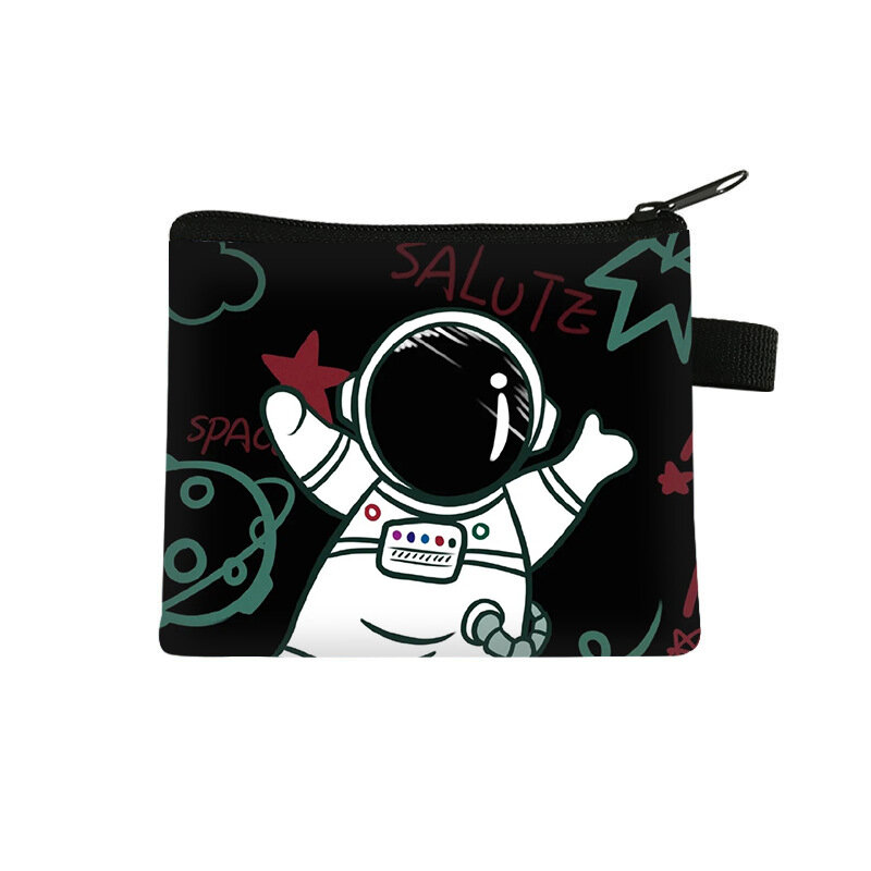 Saco de lona astronauta para moedas e chaves, bolsa de armazenamento, dinheiro e cartão, mudança, fones de ouvido personalizados, novos e bonitos