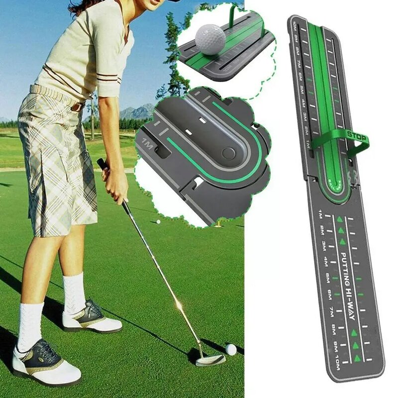 1PCS Plastic Golf Precision Distance Putting Drill Portable Putting Golf Aid|Golf Rail Trainer Course Golf Alignment P9Q0