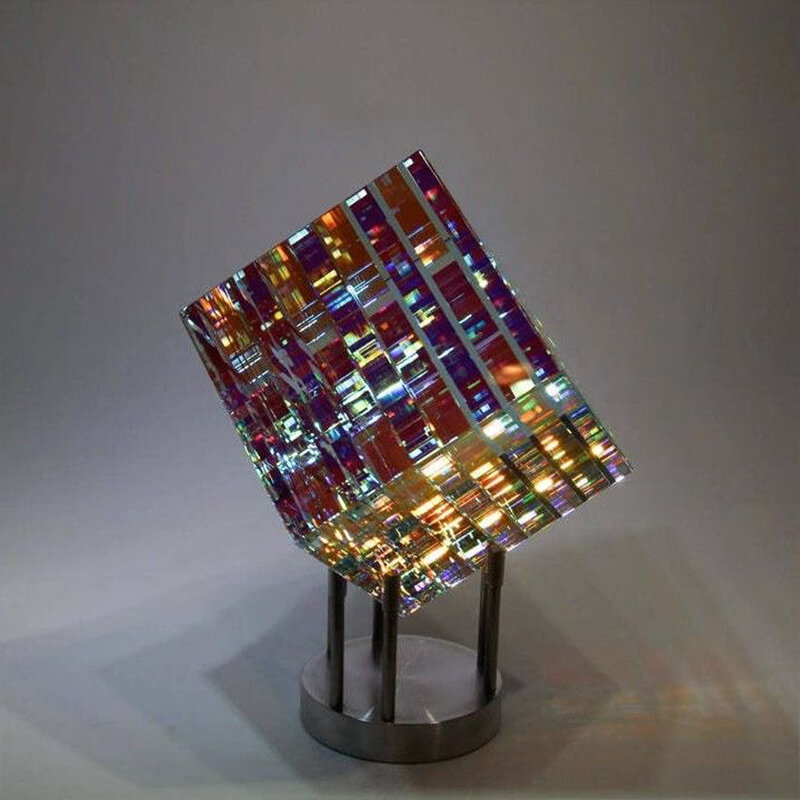 Escultura de cristal de cubo mágico, Decoración de mesa, Diamante K9, imitación de cristal, colorido, novedad de 2023