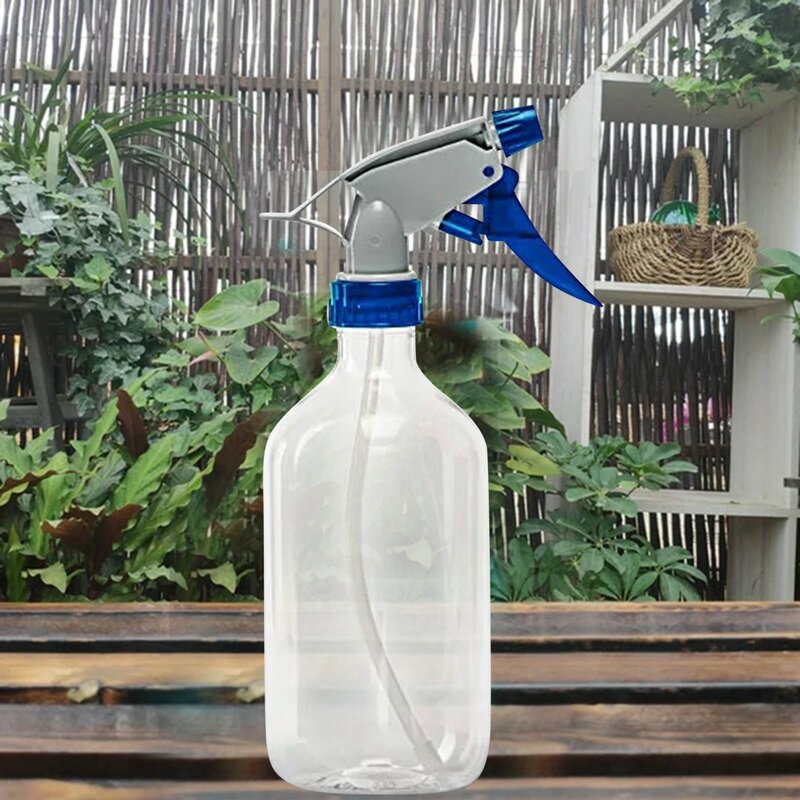 2 botellas de plástico con pulverizador transparente, botella vacía con boquilla ajustable para soluciones de limpieza de pelo de jardín y cocina