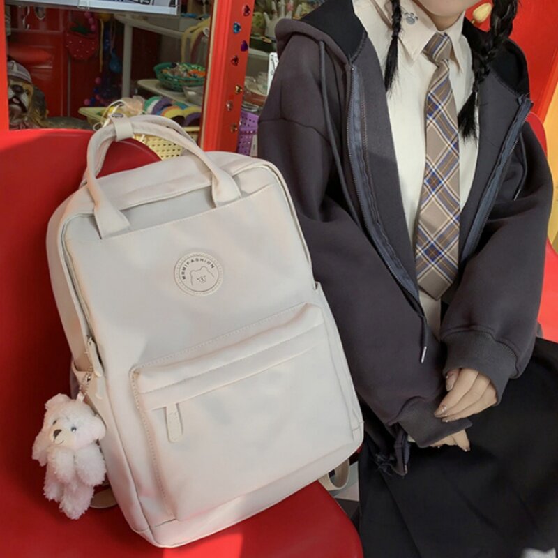 Однотонный рюкзак с несколькими карманами для мужчин и женщин, нейлоновая вместительная Удобная школьная сумка для студентов, простой компьютерный ранец