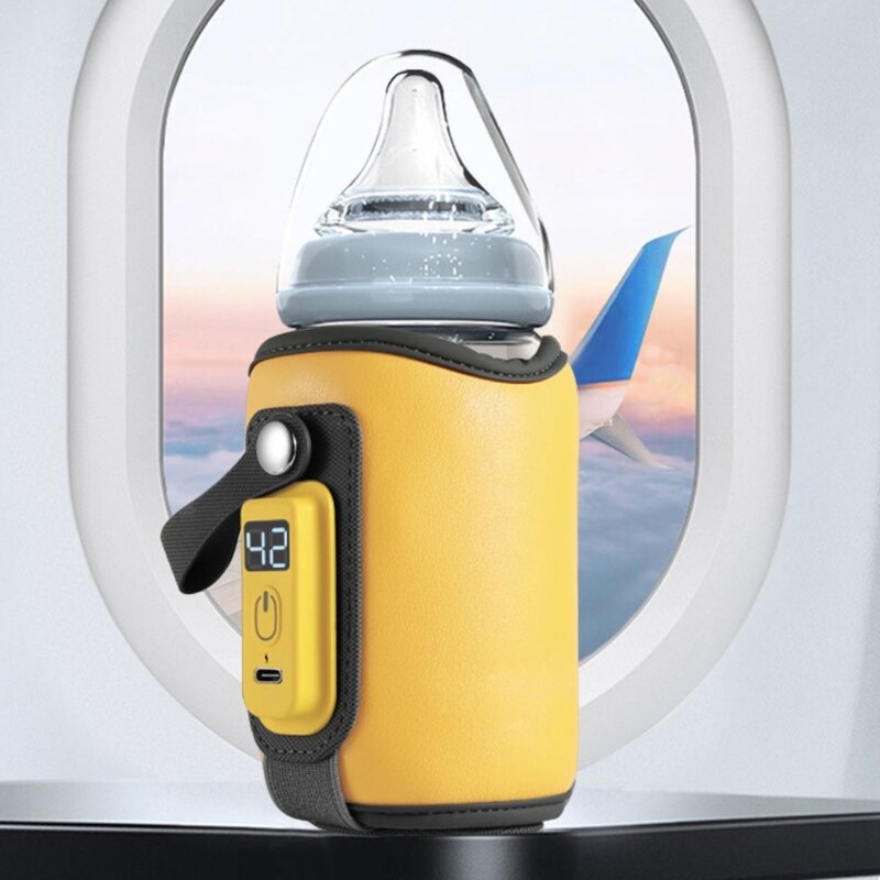 哺乳瓶ウォーマー 38°C-52℃ ポータブル 車旅行 USB 哺乳瓶ウォーマー 優れた断熱性 5 ギア調整可能 耐久性