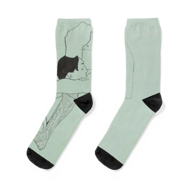 LOVERS-Berg kaus kaki Schiele dengan motif, kaus kaki wanita, kaus kaki pria
