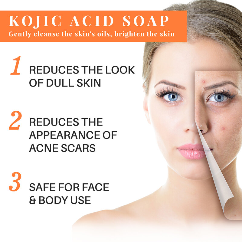 Kojic Acid Whitening Soap Kit 100g Handmake Black Drak Spot Melasma Remover Brightening Glowing Face Body Skin Smooth Moisturize