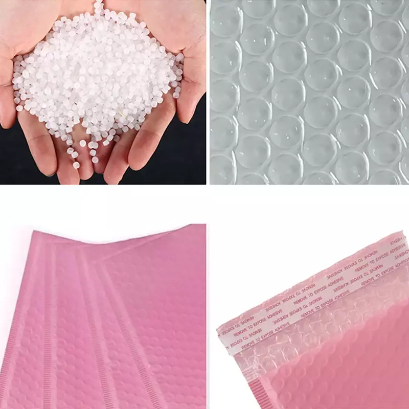 Sobres acolchados de burbujas de polietileno, bolsa forrada de burbujas, color rosa, para envío, autosellado, 20/50 piezas