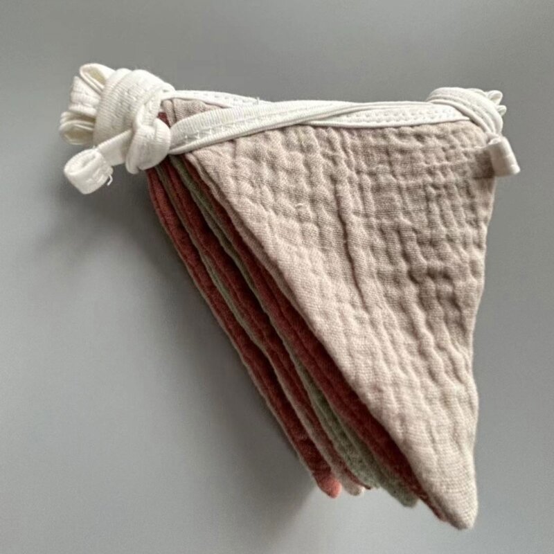 Bunting Biểu Ngữ Cotton Cờ Đuôi Nheo Vải Bunting Tam Giác Vòng Hoa cho Đám Cưới Sinh Nhật Bé Tắm Kỷ Niệm Vườn Ươm