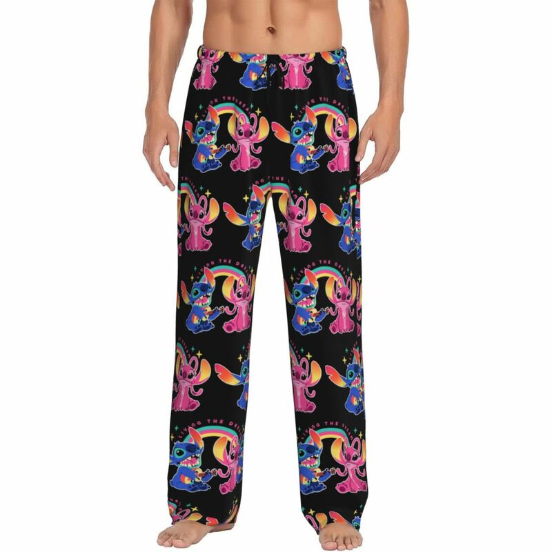 Pantalones de pijama de punto de dibujos animados para hombre, ropa de dormir con estampado personalizado, pantalones de dormir con bolsillos